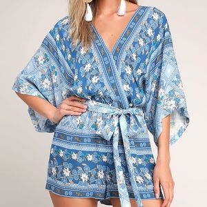 Lulus Blue Floral Romper NWT